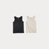 Black and beige tank tops on a white background